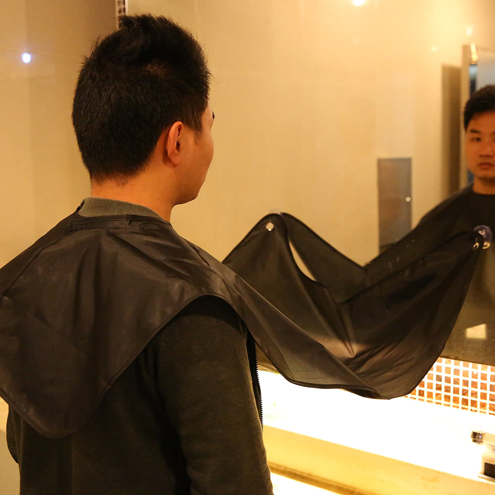 Beard Shave Apron Gather Cloth Hair Cut Catcher Apron Bib Apron with Two Suction Cups Cleaning Protecter For Man Father Boyfriend Brother