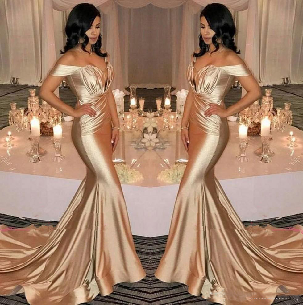 vestido de formatura Off The Shoulder Satin Mermaid Long Evening Dresses Ruched Sweep Train Formal Party Prom Evening Gowns, Gold
vestido de formatura Off The Shoulder Satin Mermaid Long Evening Dresses Ruched Sweep Train Formal Party Prom Evening Gowns, Gold