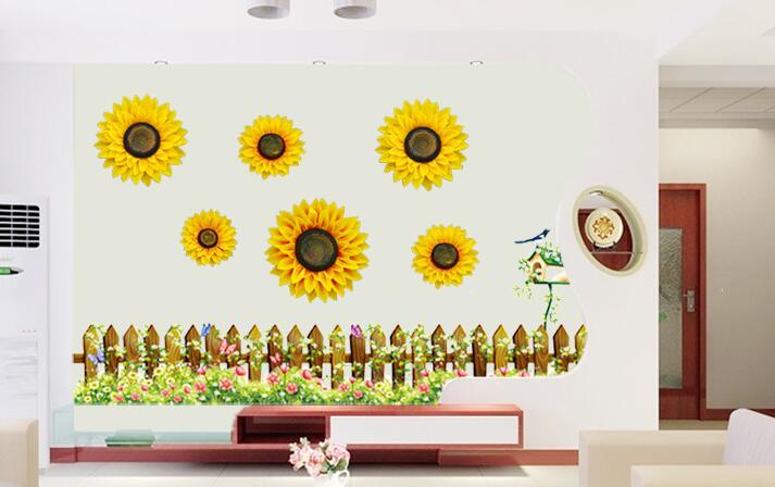 3D Artificial Sunflower Wall Stickers Cloth Sunflower For Wedding Home Party Decoration Craft Flowers Baby Shower Decoration