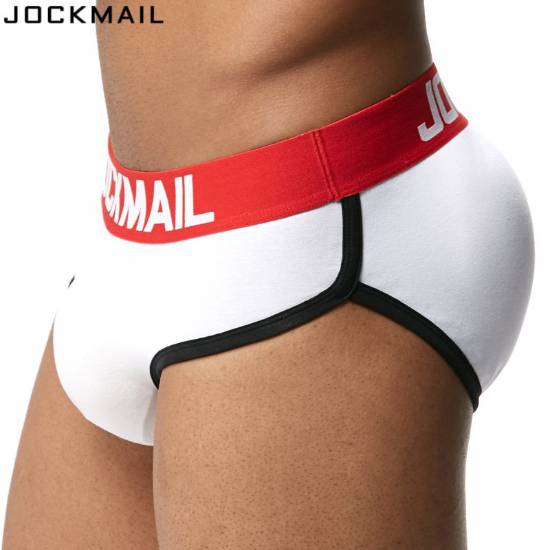 Wholesale-Jockmail Brand Enhancing Mens Underwear Briefs Sexy Bulge Gay Penis Pad Front + Back Magic Buttocks Double Removable Push Up