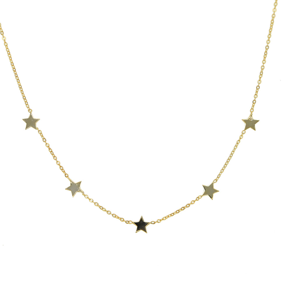 5 pcs plain cute star charm link chain 925 sterling silver vermeil high quality jewelry 2018 Christmas gift star necklace