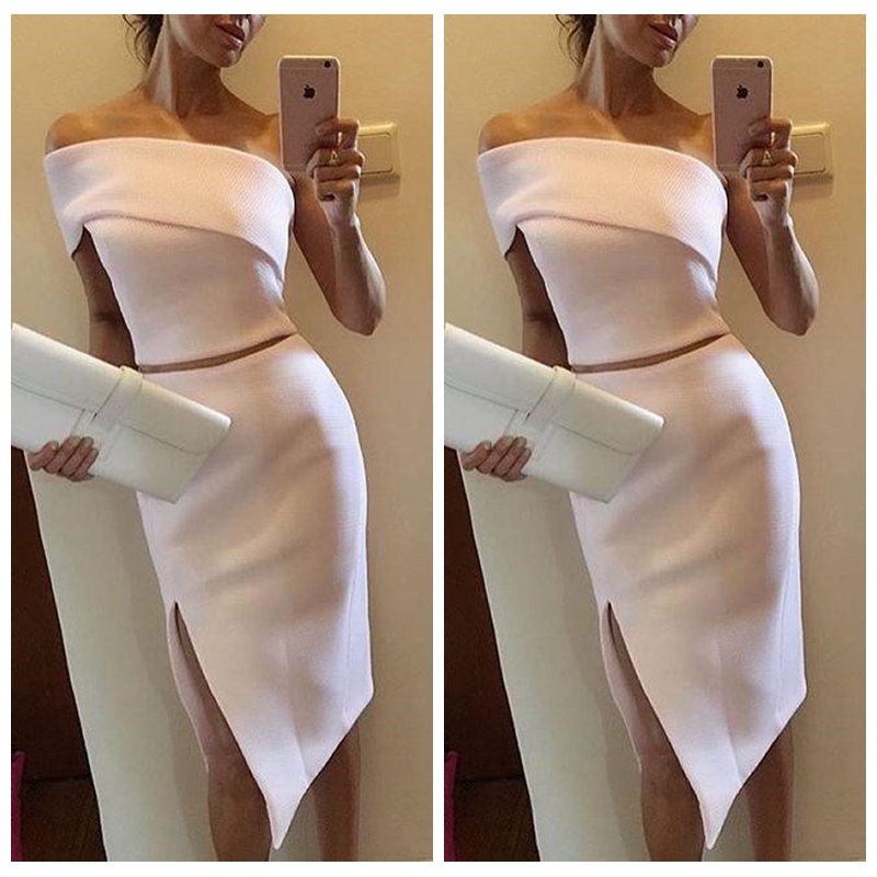 Fashion White Two Piece Off Shoulder Cocktail Dresses Sheath Short Formal Events Outfits Prom Party Gowns With Split, Purple
Fashion White Two Piece Off Shoulder Cocktail Dresses Sheath Short Formal Events Outfits Prom Party Gowns With Split, Purple