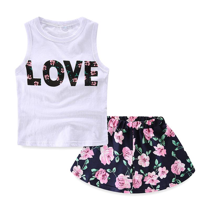 cute 2-10Y Girls summer baby skirt top love Letters Printed Sleeveless T-Shirt Vest Tops +Floral Skirt Dress Baby Girls clothing set, White
cute 2-10Y Girls summer baby skirt top love Letters Printed Sleeveless T-Shirt Vest Tops +Floral Skirt Dress Baby Girls clothing set, White
