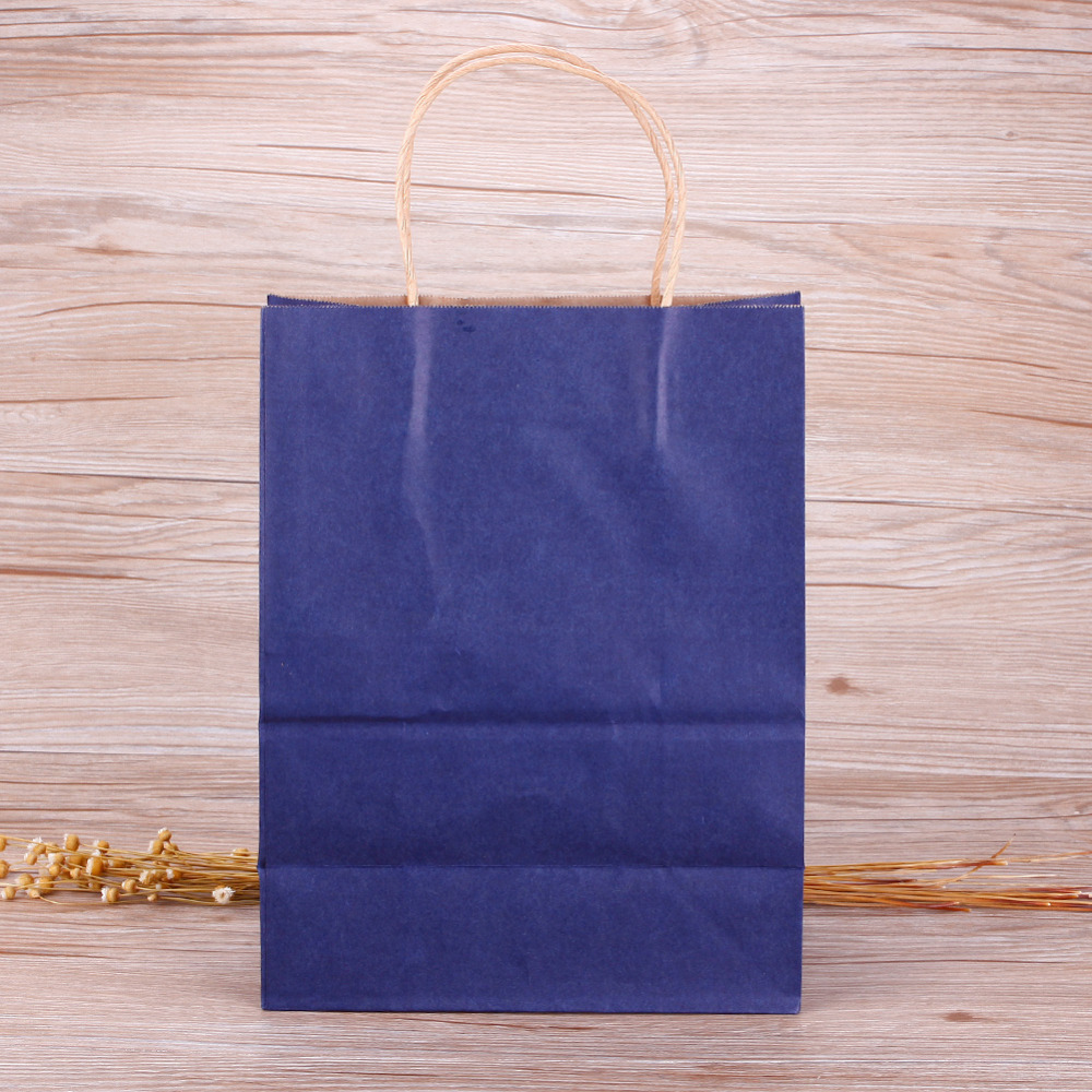 High Quality Kraft Paper packing Bag With Handles Festival Gift Bag For Wedding candy colors Paper Bags for shopping 10 colors