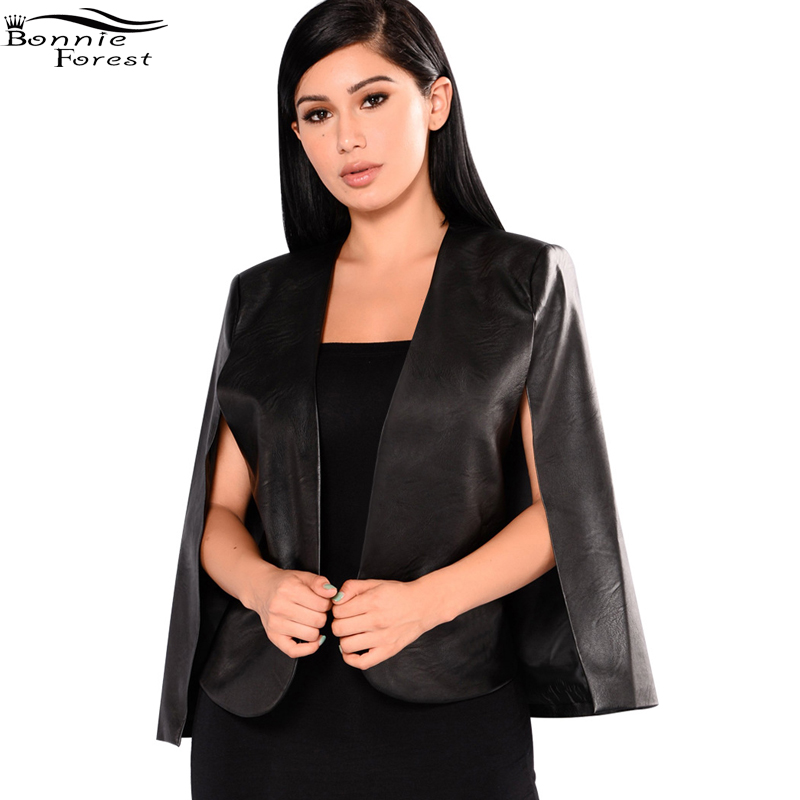 Bonnie Forest Sexy Women Long Sleeve Slit Crop PU Black Faux Leather Cape Jacket 2017 Autumn New Black PU Cloak Outwear Coat
Bonnie Forest Sexy Women Long Sleeve Slit Crop PU Black Faux Leather Cape Jacket 2017 Autumn New Black PU Cloak Outwear Coat