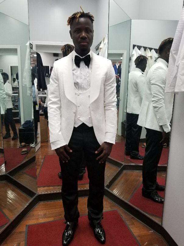 High Quality One Button White Groom Tuxedos Shawl Lapel Groomsmen Best Man Suits Mens Wedding Suits (Jacket+Pants+Vest+Tie) NO:1187