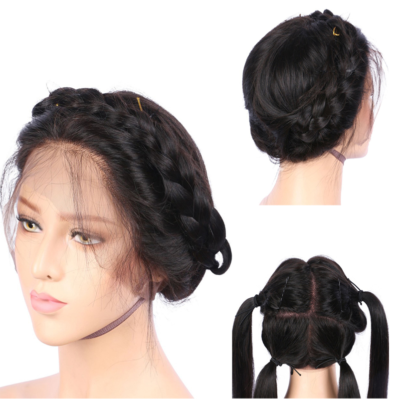 High Quality Free Shipping Natural Color Silk Straight Pre Plucked With Baby Hair Brazilian Full Lace Human Hair Wig For Women