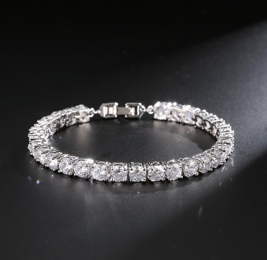 Fine Jewelry Luxury 18K Rose Gold Filled 3 Colors White Topaz Claw Setting CZ Diamond Gemstones Fashion Women Bracelet For Girls 'Gift
