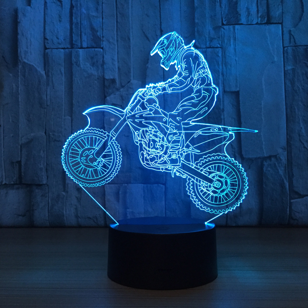 Novelty 3D Table Lamp LED Motocross Bike Night Lights USB 7 Colors Sensor Desk Lamp Holiday Gifts