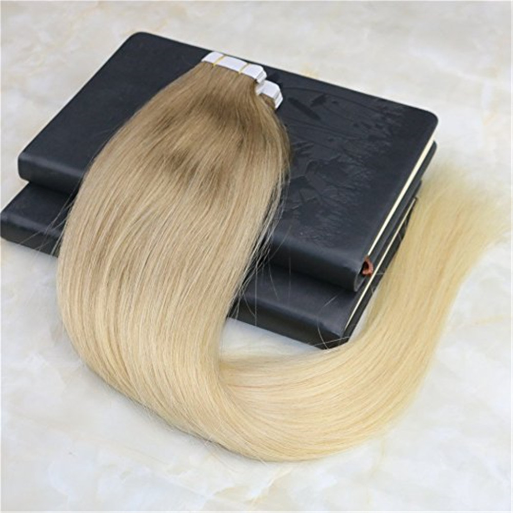 Tape in Ombre Hair Extensions PU Skin Hair Weft Balayage Color #8 Light Brown To #613 Blonde Color 50g 20pcs per Package