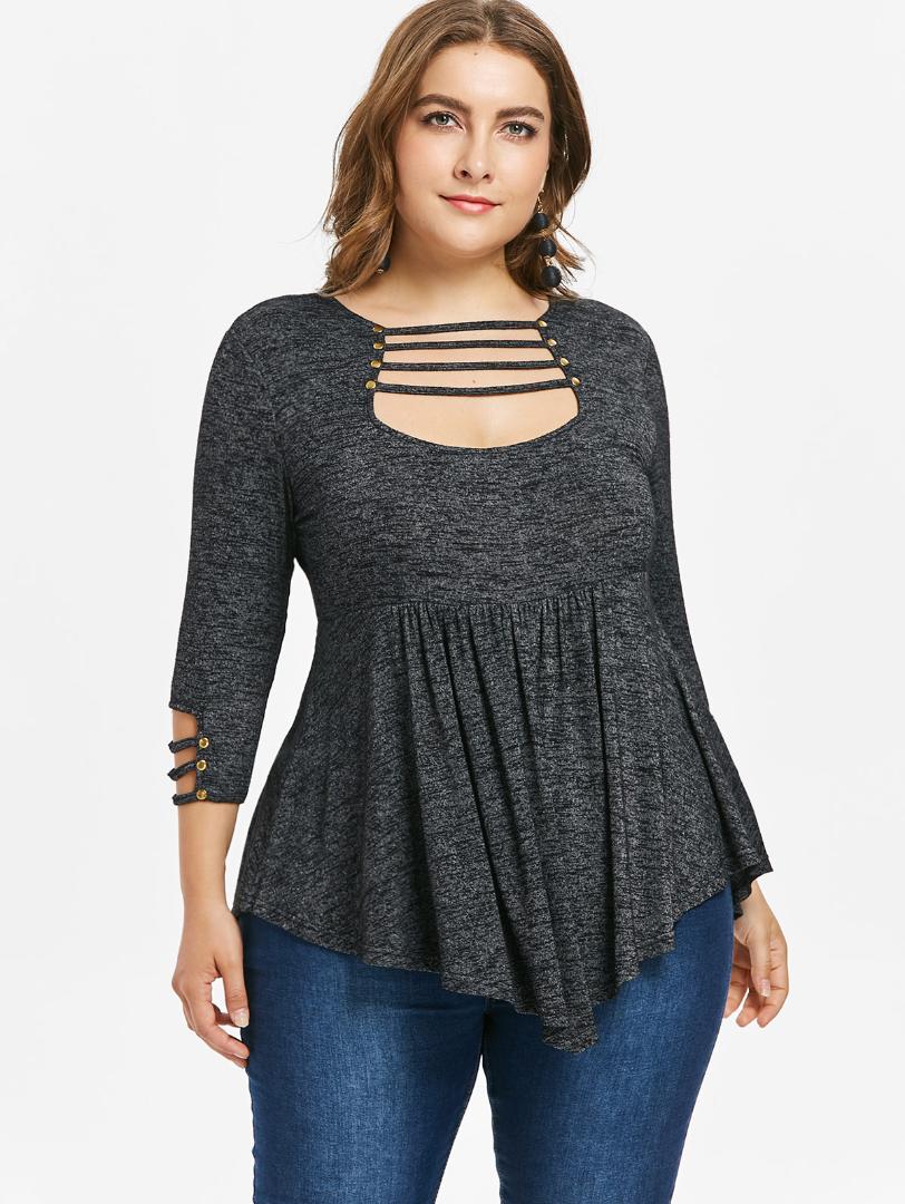 Wipalo Plus Size 5XL Ladder Cut Out High Waist T-Shirt Women Casual Three Quarter Sleeve Asymmetrical T Shirt Women Clothes, Dark gray
Wipalo Plus Size 5XL Ladder Cut Out High Waist T-Shirt Women Casual Three Quarter Sleeve Asymmetrical T Shirt Women Clothes, Dark gray