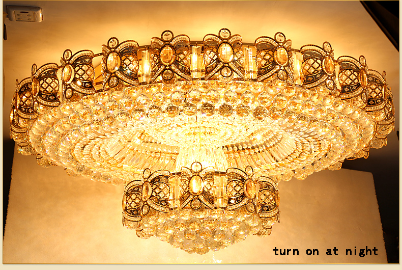 Modern Crystal Ceiling Chandeliers Lights Fixture European American Gold Surface Mounted Hang Lamps LED Lamp Round Home Indoor Lighting 3 Colors Dimma