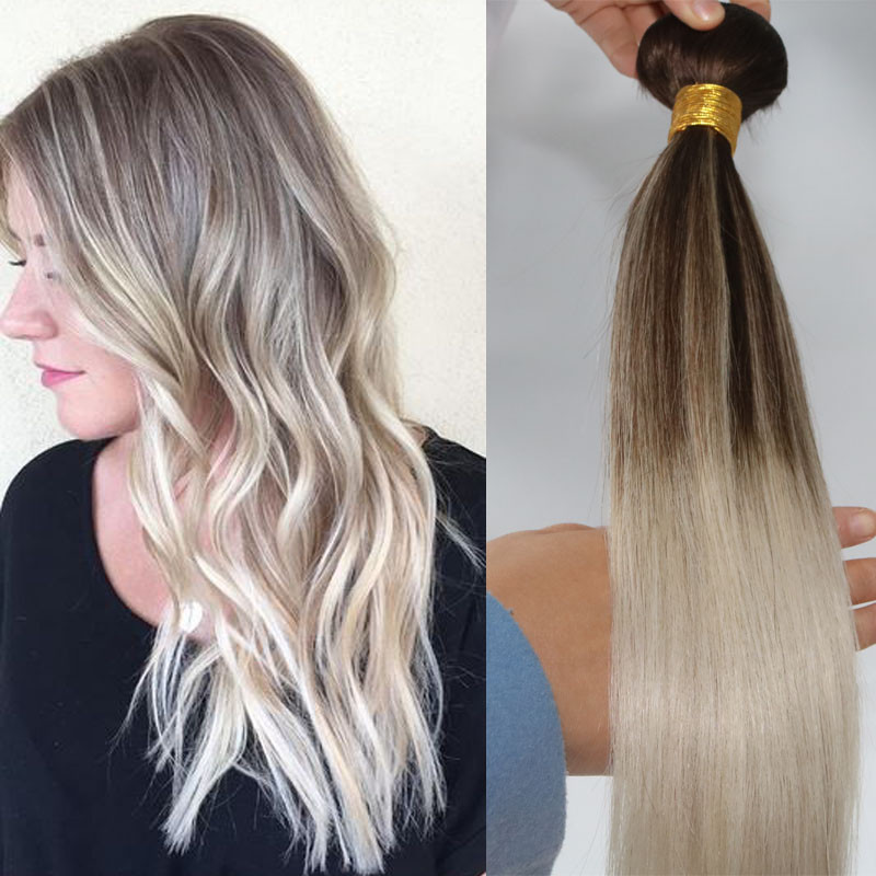 Balayage Human Hair Bundles 100g 12inch Brazilian Hair Weaves Blended with Highlights Best seller hot color