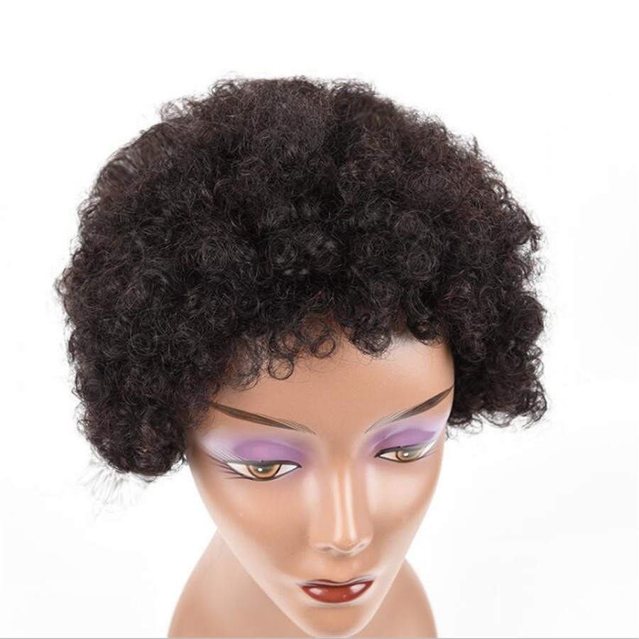 Unprocessed brazilian kinky curly full None lace wig with baby hair afro curly human hair wigs for black women