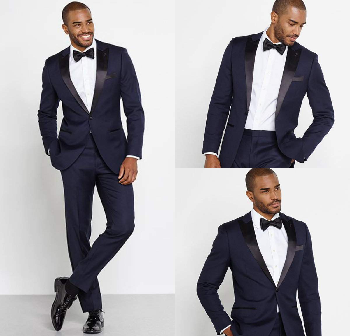 Classy Custom Made Blue Mens Wedding Suits Two Pieces Slim Fit Groomsmen Tuxedo Cheap Prom Suit(Jacket+Pants+Tie)