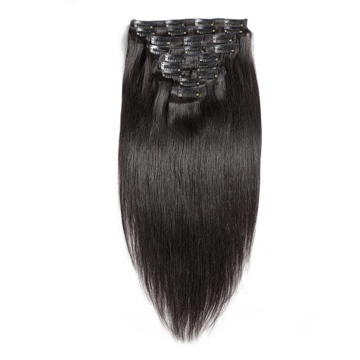 Brazilian Straight Hair Clip in Human Hair Extensions Natural Color Remy Hair Clip-ins 100G 9Pcs/Set 4B 4C