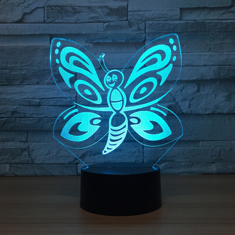 Butterfly 3D lamp Led Night Light Lamp LED desk table nightlight Colorful USB LED Acrylic lamp
