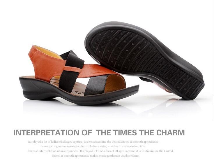 new Summer Fashion Sandals Genuine Leather Comfortable Slipper Flops Shoes Open Toe Women Cowhide Wedges Women's Sandals 34-40