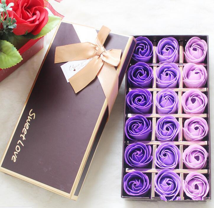 18PCS Rose Soaps Flower Packed Wedding Supplies Gifts Event Party Goods Favor Toilet soap Scented bathroom accessories