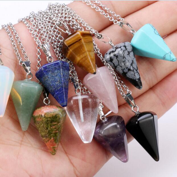Natural Gemstone Pendant Necklace Crystal Healing Chakra Reiki Silver Stone Hexagonal Prisme Cone Pendulum Charm Necklaces, Red;brown
Natural Gemstone Pendant Necklace Crystal Healing Chakra Reiki Silver Stone Hexagonal Prisme Cone Pendulum Charm Necklaces, Red;brown