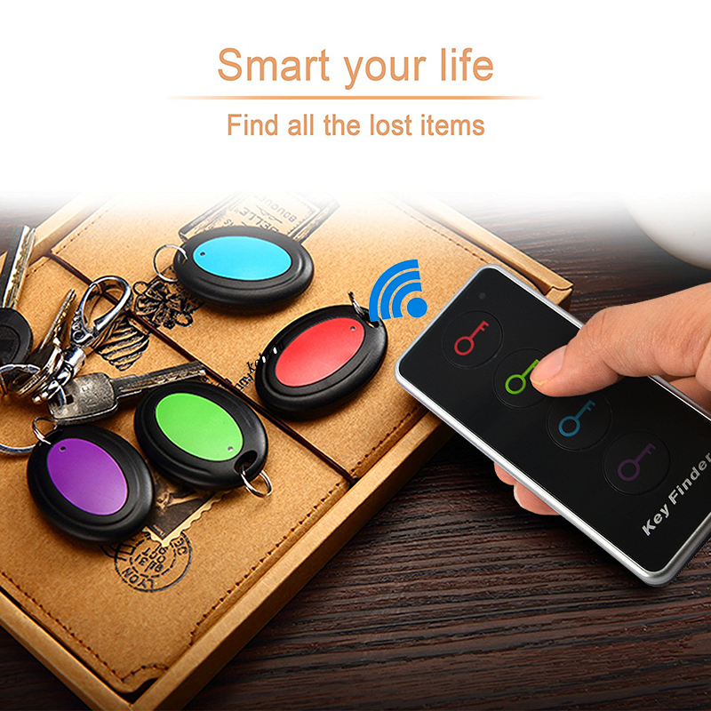 Smart GPS Tracker with LED Flashlight Functionality - Compact Wireless RF Locator Kit Including Four Receivers