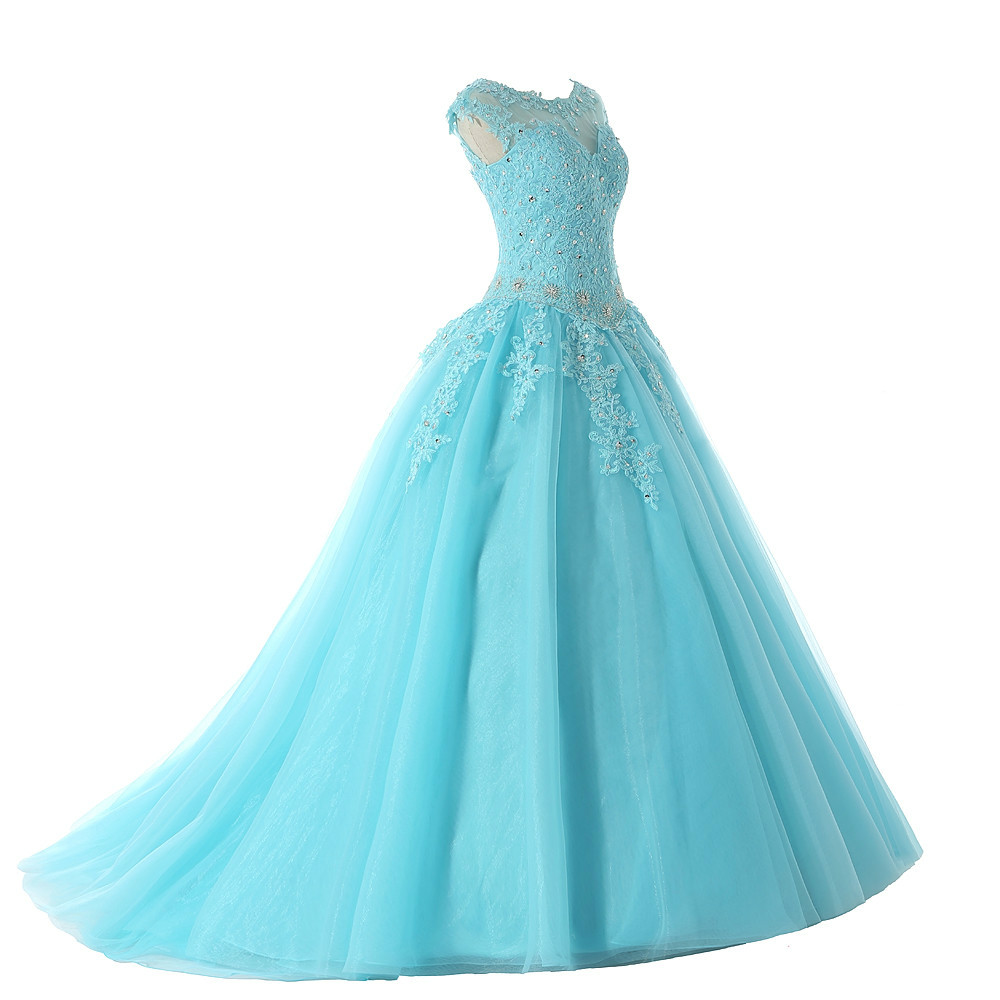 2017 New Sexy Blue Quinceanera Dresses With Appliques Beads Sweet 16 Prom Pageant Debutante Dress Party Gown QC1151