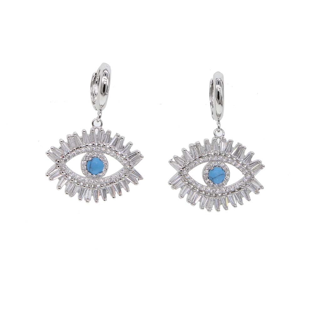 turkish evil eye dangle earring for women lady lucky design jewelry paved cz turquoise stone high quality fashion jewelry
