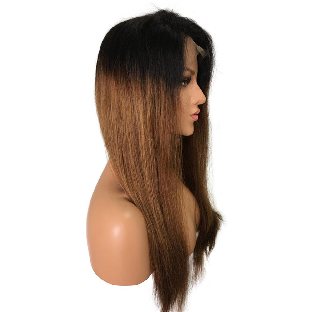 360 full lace human hair wigs Pre Plucked 150% Density Brazilian Remy Hair ombre color T 1B/4 straight human hair Wig