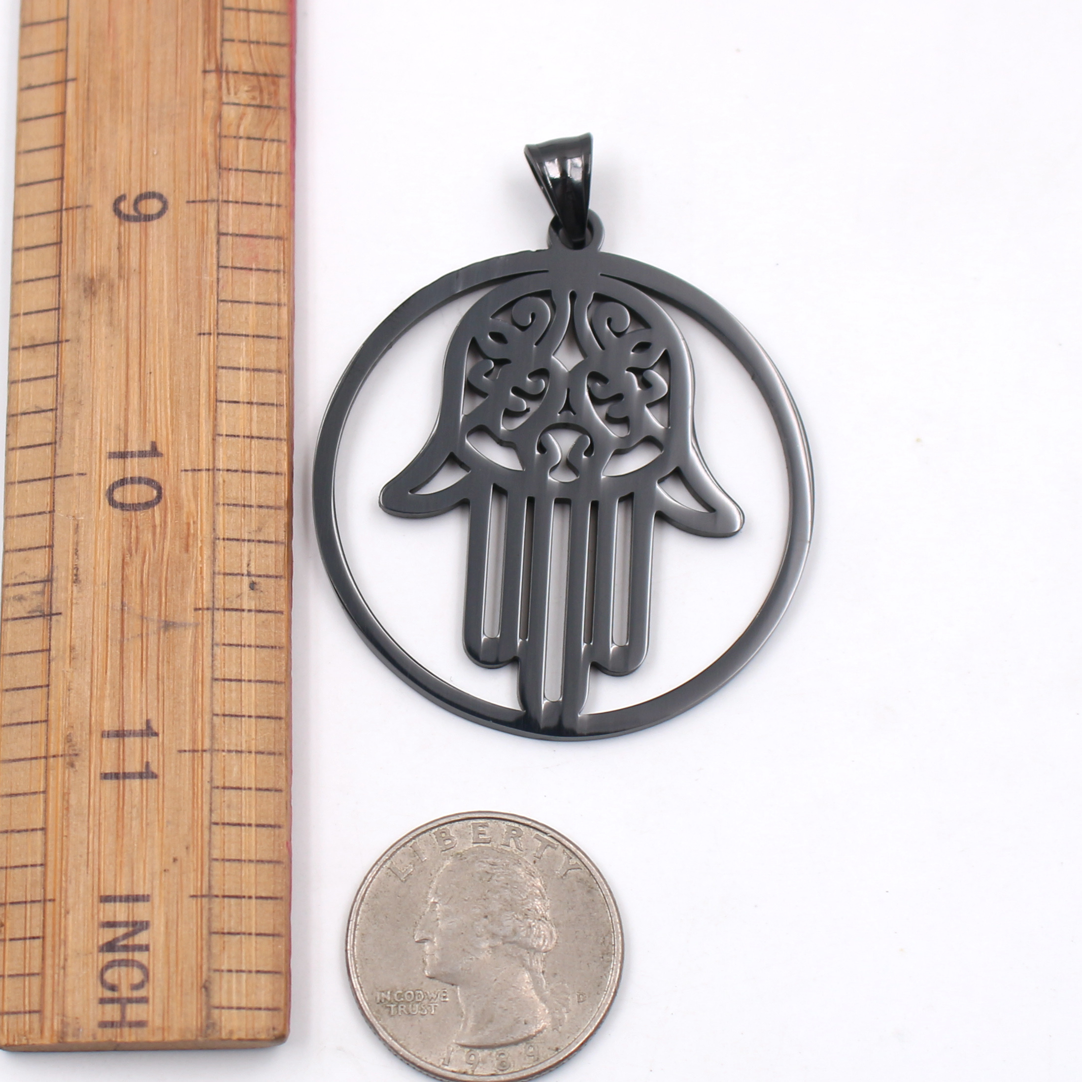 Jewelry Stainless steel Gold silver black Hamsa Hand Good Luck Pendant Necklace Chain 24 inch New list for Mens gifts