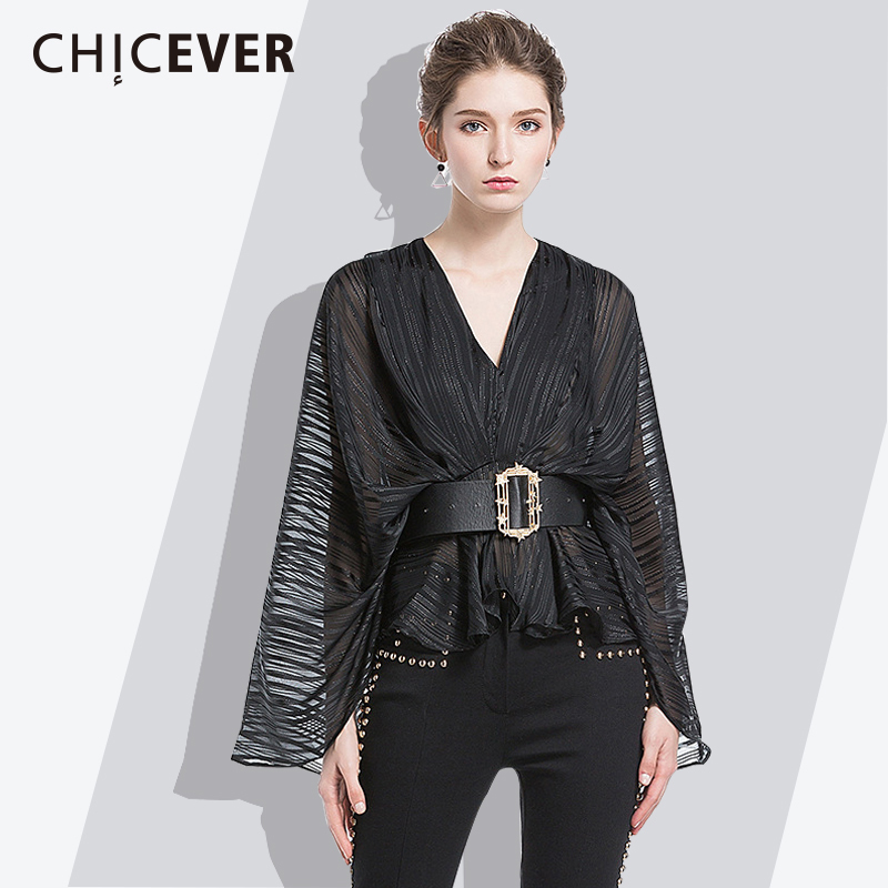 CHICEVER Striped Women' Shirt 2018 Summer V Neck Batwing Sleeve Short Female Blouses Style Fashion Clothing New, Black
CHICEVER Striped Women' Shirt 2018 Summer V Neck Batwing Sleeve Short Female Blouses Style Fashion Clothing New, Black