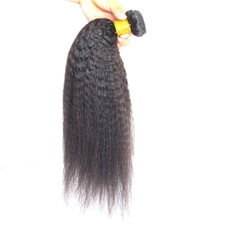 Coarse Yaki Kinky Straight Brazilian Hair Weave Bundle 100g Human Hair Bundles Yaki Straight10"-26" Non Remy Hair