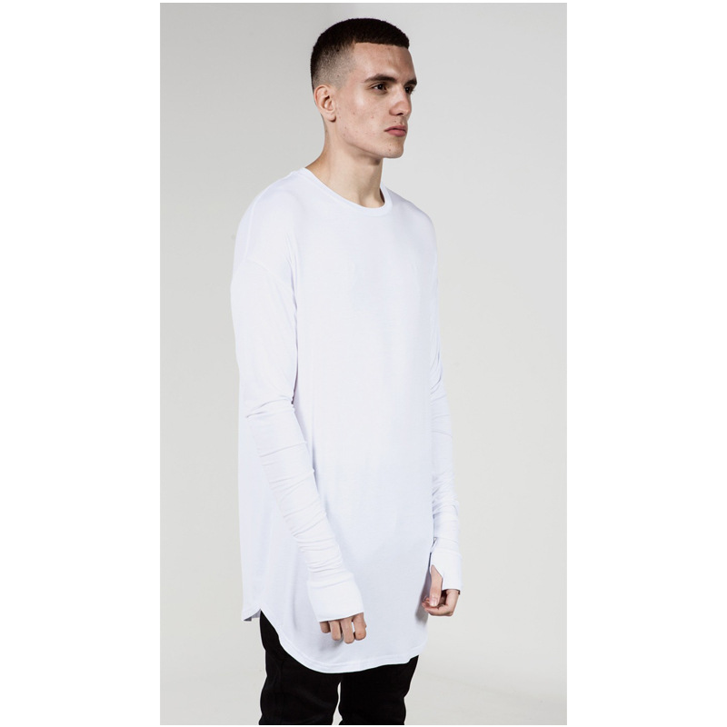 High Street mens T Shirt Extended TShirts Men clothing Curved Hem Long line Tops Tees Hip Hop Urban Blank Shirts