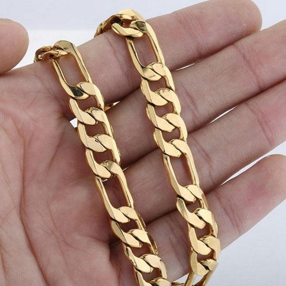 Jewelry Set Classic Style 18k Yellow Gold Filled Figaro Necklace Bracelet Womens Mens Accessories Solid Fashion Gift