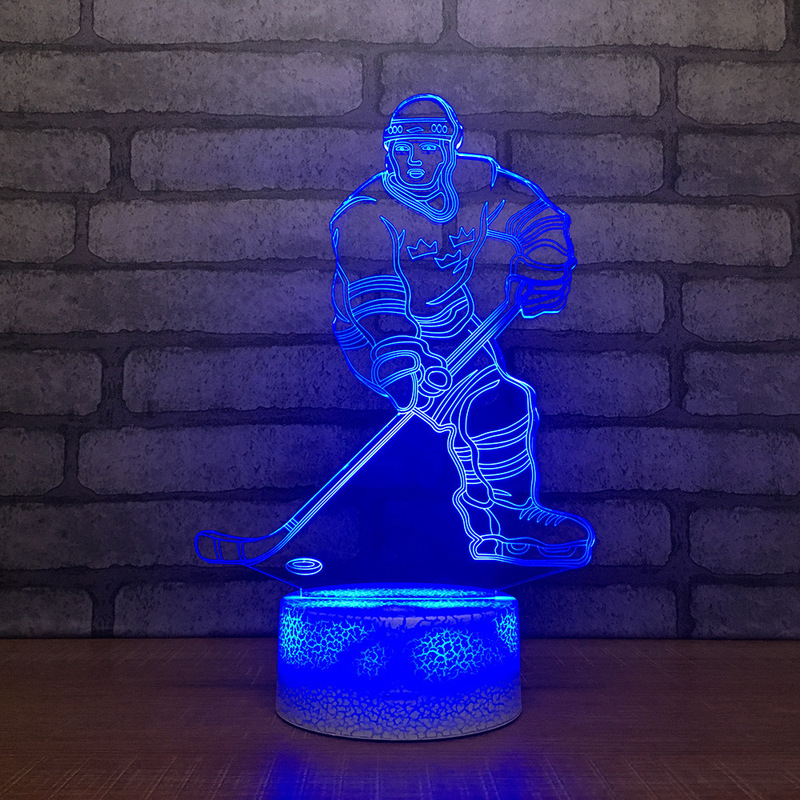 New Ice Hockey Player 3D Table Lamp 7 Colors Changing LED Night Light USB Bedroom Sleep Lighting Sports Fans Gifts Home Decor Gifts