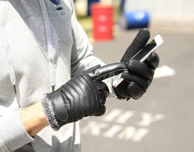 Faux Leather Gloves Men039s Winter Touch Screen Slip Plus Velvet Thick Warm Waterproof Cold Riding Cycling Outdoor Motorcycle G635