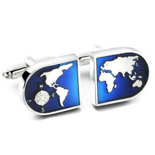 C-MAN shirt Blue globe cufflink for mens cuff buttons cuff links High Quality abotoaduras Jewelry