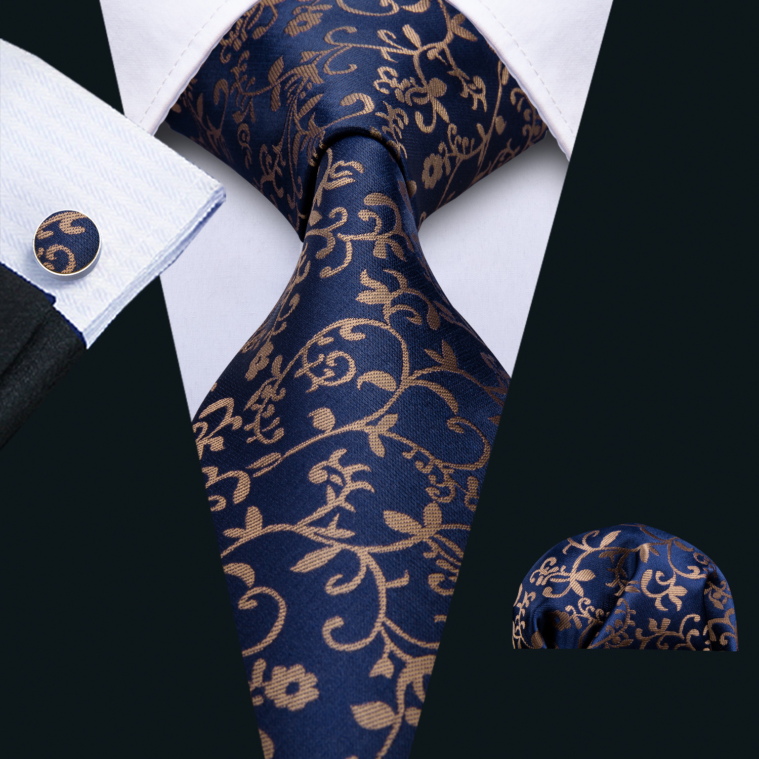 Fast Shipping Mens Tie Hankerchief Cufflinks Set Dark blue tie with golden flowers Silk Business Casual Party Necktie Jacquard Woven N-5049, Black;blue
Fast Shipping Mens Tie Hankerchief Cufflinks Set Dark blue tie with golden flowers Silk Business Casual Party Necktie Jacquard Woven N-5049, Black;blue