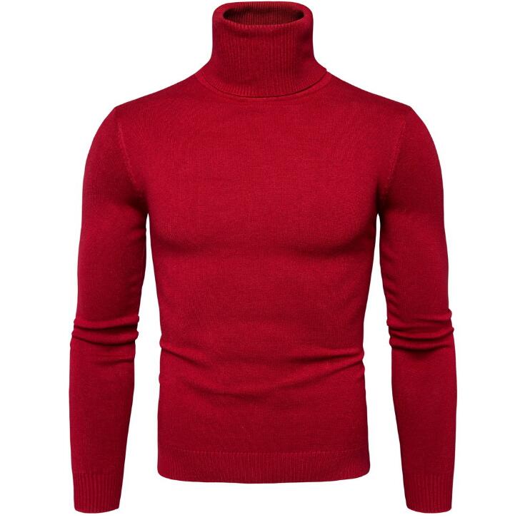Men Autumn Winter Turtleneck Long Sleeve Slim Sweater Shirt Blouse Top Fashion Pullover
