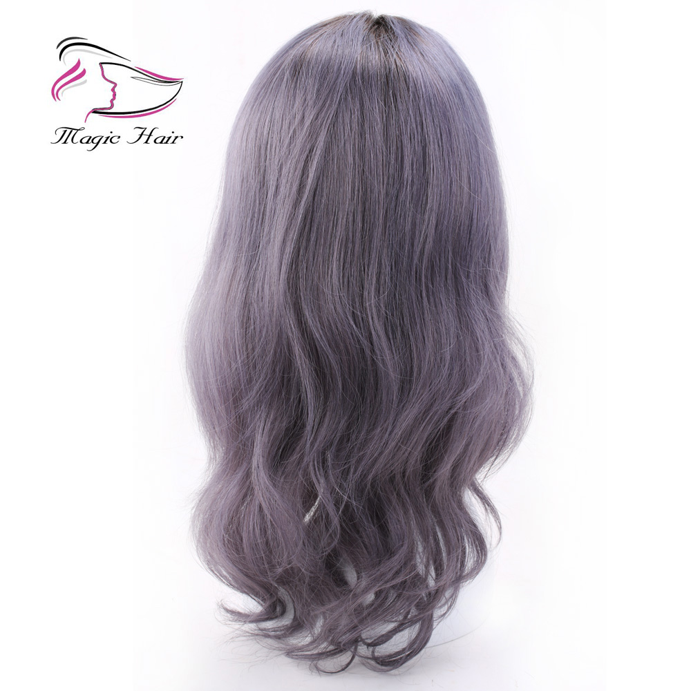 Evermagic lace front wigs 8A body wave Brazilian virgin hair human hair wigs for charming women 130% 150% density color #1bTgray