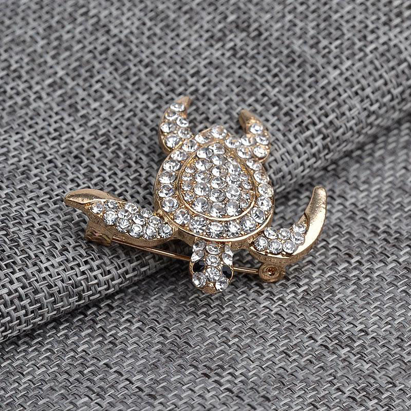 New Arrival Cute Little Sea Turtle Crystal Brooch Tortoise Pins Brooches Christmas Gift Jewelry free shipping