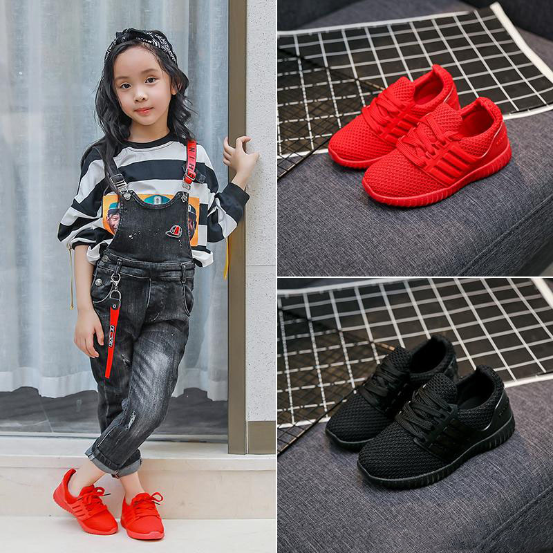 Spring Kids Shoes Children Knitted Fabric Breathable Shoes Mesh Casual Girls Designer Boys Sport Shoe Non-slip Kids Sneakers