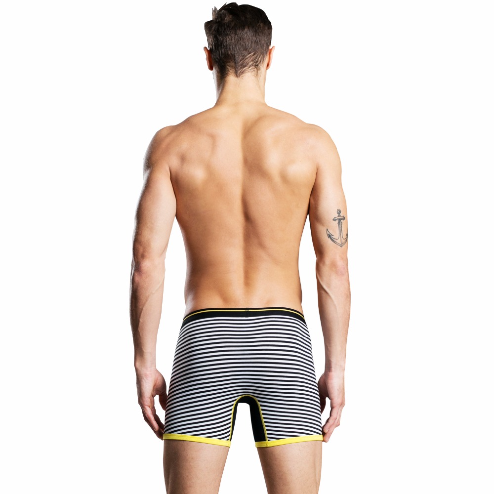 IYUNYI 3Pcs\lot Men Long Boxer Cotton Striped Boxer Shorts Men Underwear Mid Waist Underpants Long Leg Shorts
