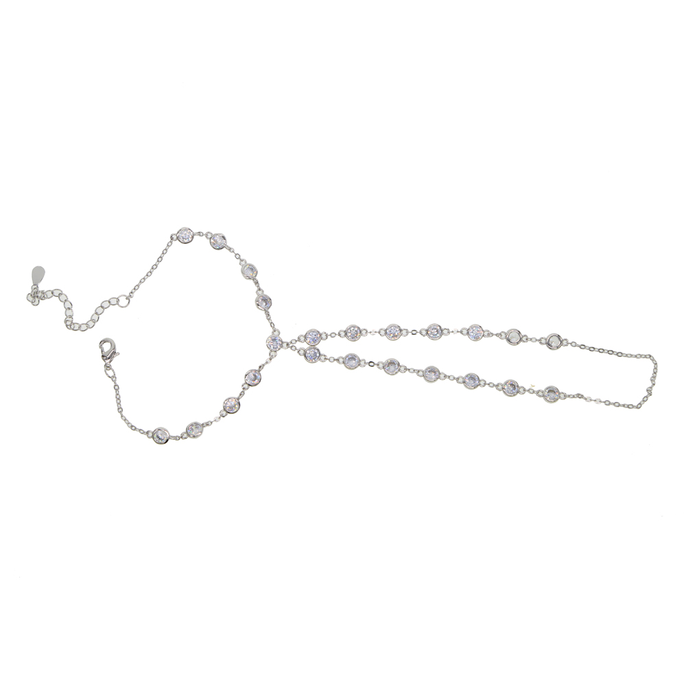 wedding engagement CZ station statement diamond hand bracelet silver gold plated slave bracelet with ring elegance women jewelry