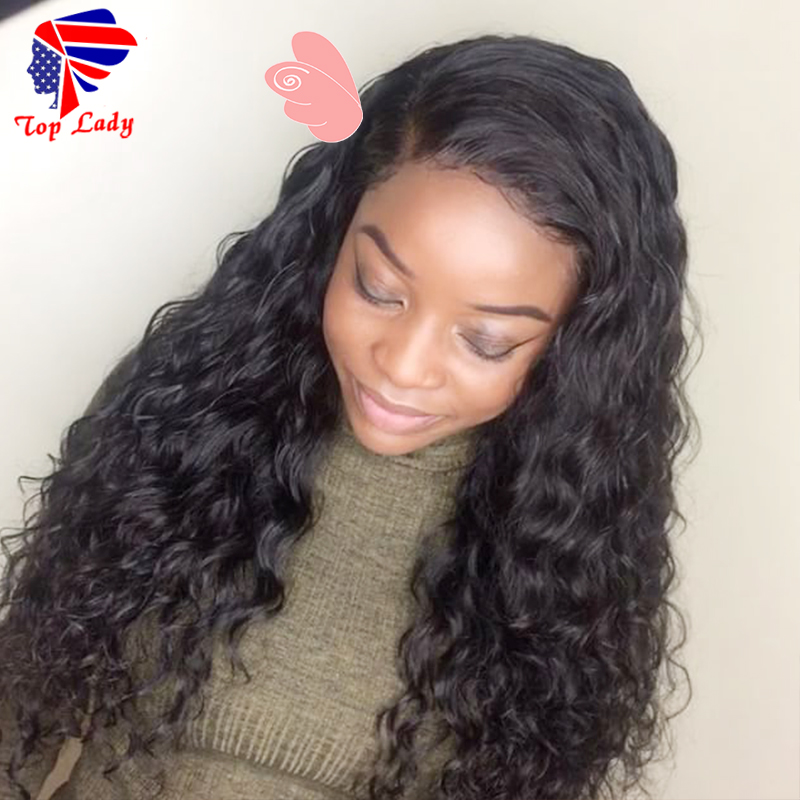 High quality side part Long Curly brazilian wig Glueless Heat Resistant Synthetic Lace Front Wig With Baby Hair For African American Wigs