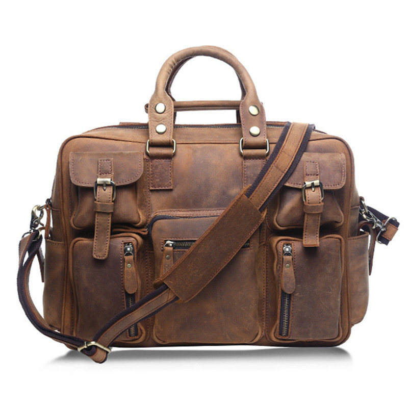 Men Crazy Horse Genuine Leather Man Leisure Travel Bag Big Luggage Cowhide Vintage Handmade Large Tote Business Computer Shoulder Bags, Chocolate
Men Crazy Horse Genuine Leather Man Leisure Travel Bag Big Luggage Cowhide Vintage Handmade Large Tote Business Computer Shoulder Bags, Chocolate