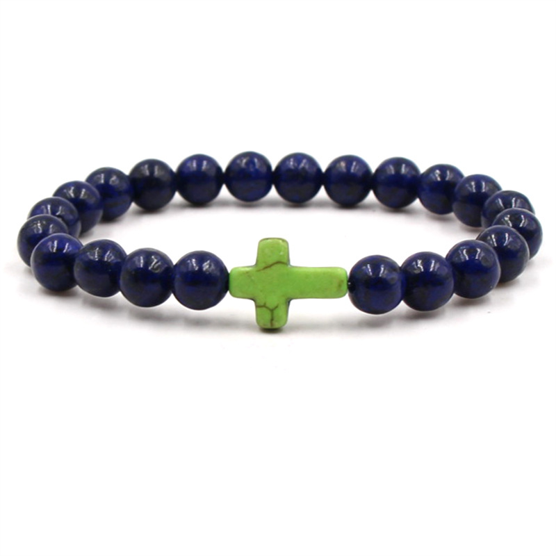 Cross Bracelets Mens Women Yoga Chakra Beads Charms Bracelet Reiki Healing Meditation Energy Bangle Lapis Lazuli Natural Stone Bracelet