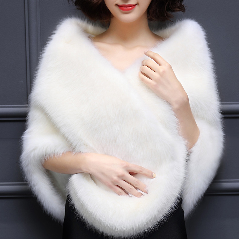 High Quality Elegant Bolero Warm Bridal Cape Winter Fur Women Jacket Cloaks Party Wedding Coat QC1158
