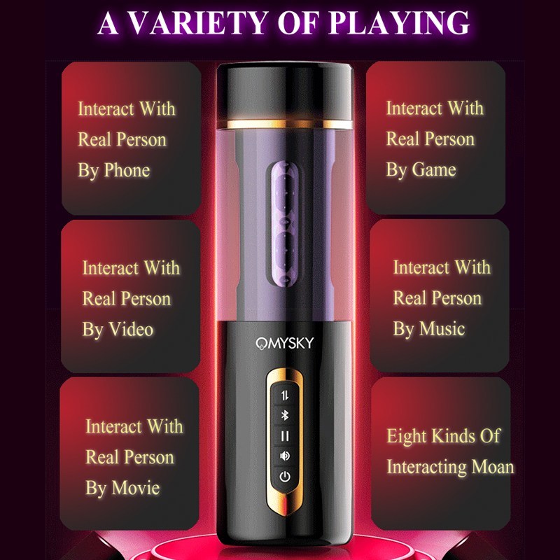 OMYSKY Intelligent Male Masturbator Sex Toys For Men Bluetooth Interact With Phone Real Vagina Pussy Handsfree Adult Sex Product S18101709