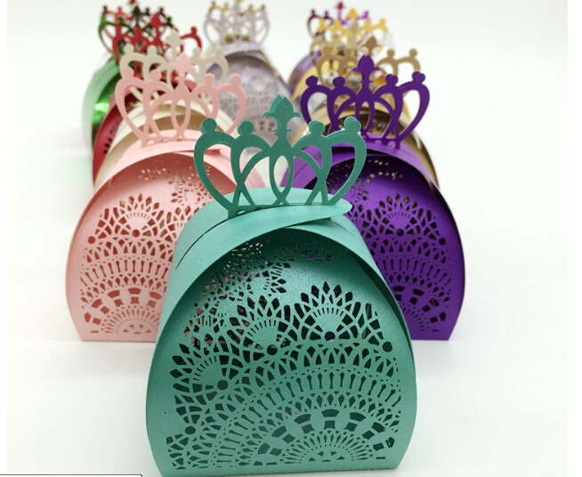 Crown Design Cnady Case Laser Cut Lace Crown Candy Box Wedding Party Candy Box Gifts Box