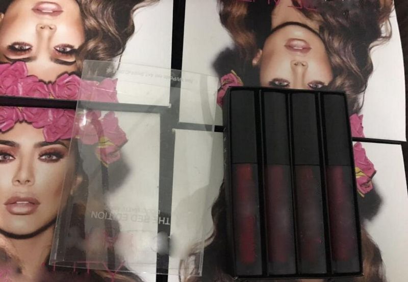 Kit SHIP DROP 1 The Red Nude Brown Pink Edition Mini Liquid Matte Lipstick 4Pcs/Set ( 4 X 1.9Ml )
